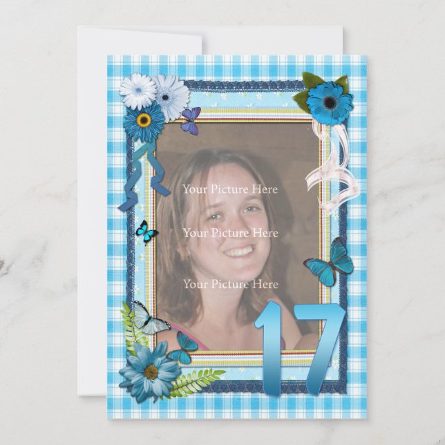 17th Photo birthday party invitation (Front)