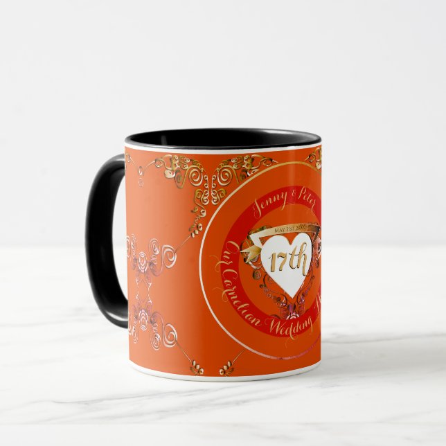 17th Wedding Anniversary Carnelian Colour Mug (Front Left)