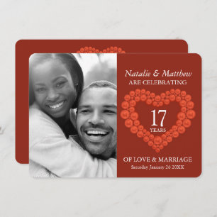 17th wedding Anniversary carnelian photo Invitation
