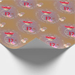 17th Wedding Anniversary Carnelian Ring & Roses Wrapping Paper<br><div class="desc">For their 17th wedding anniversary, a nod to the traditional gemstone Carnelian held by medallion text with their names and your greeting! If you like this design, there are many other products with this you can find at my Zazzle shop.</div>