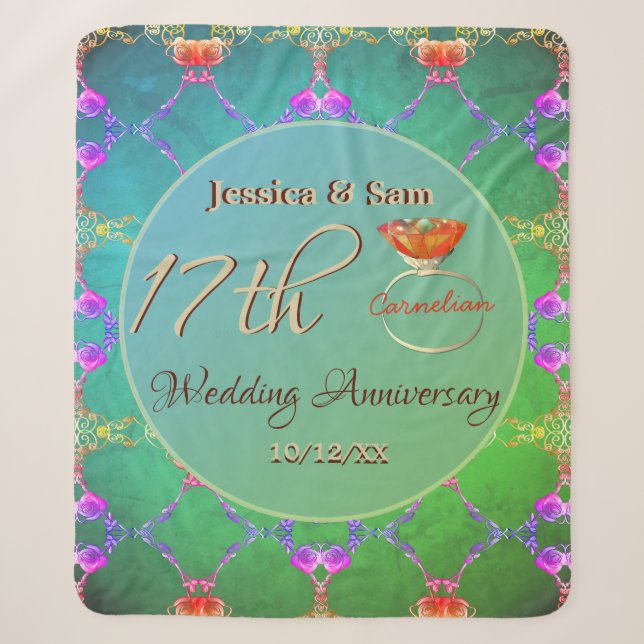 17th Wedding Anniversary Carnelian Sherpa Blanket (Front)