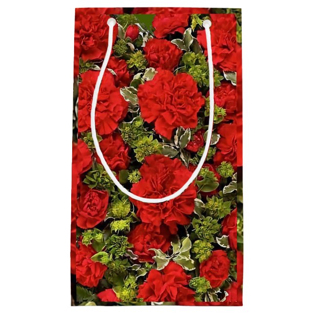 17th Wedding Anniversary, Red Carnations Small Gift Bag (Front)