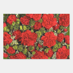 17th Wedding Anniversary, Red Carnations Wrapping Paper Sheet