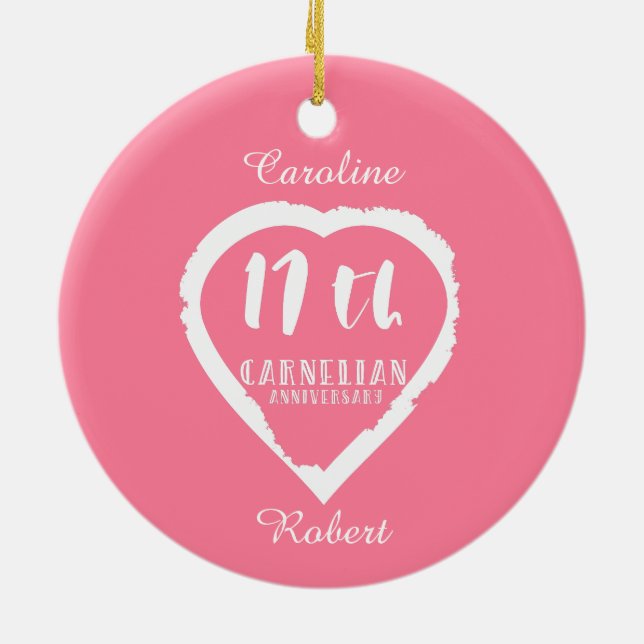 17th Wedding anniversary traditional carnelian Ceramic Ornament (Back)