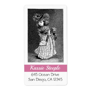 1800s Art Girl tout habillé avec une lettre