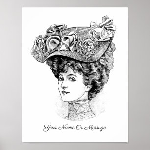 1800s Art of a Woman In a Floral Hat 2 Poster