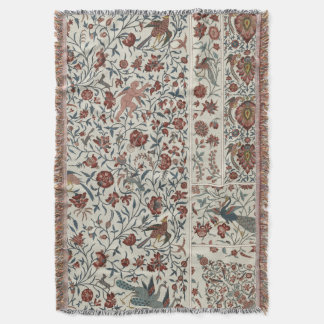 1800's Coloured Lithograph Throw Blanket