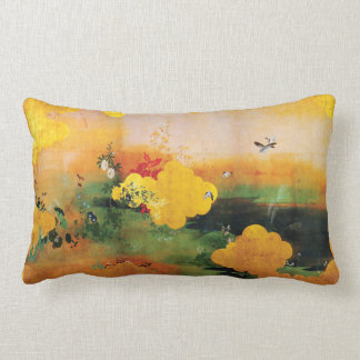 1800s Japanese Birds/Flowers of the Four Seasons Lumbar Pillow