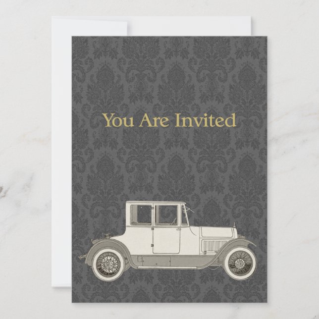 1800's Vintage Car Illustration Invitation (Front)