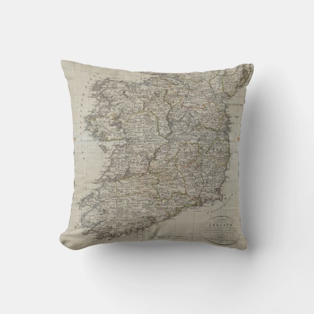 1804 Map of Ireland Throw Pillow (Front)