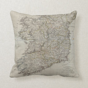 1804 Map of Ireland Throw Pillow