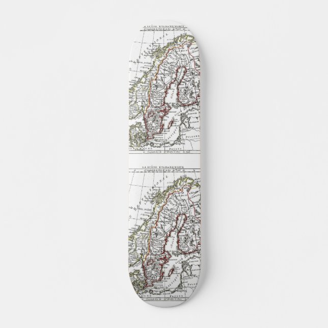 1806 Map - La Suede at le Danemarck Skateboard (Front)