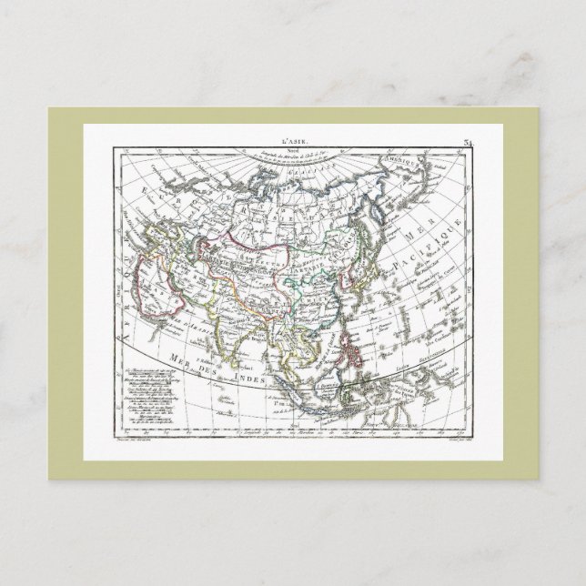 1806 Map - L'Asie Postcard (Front)