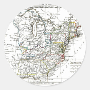 1806 Map - Les Etats Unis d'Amrique Classic Round Sticker