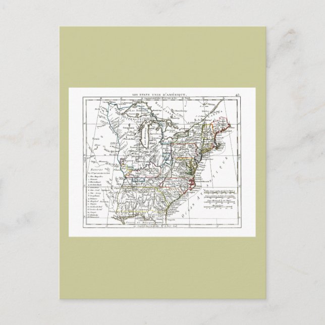 1806 Map - Les Etats Unis d'Amrique Postcard (Front)