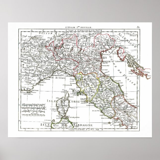 1806 Map - L'Italie 1ere Feuille Poster (Front)