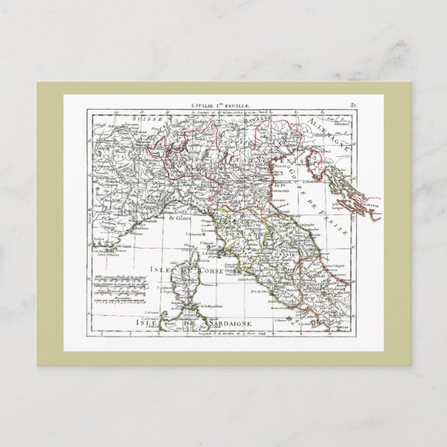 1806 Map - L'Italie (Nord) Postcard (Front)