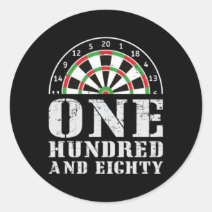 180 Darts Dart Dartboard Bullseye Arrow Funny Gift Classic Round Sticker