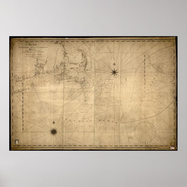 1813 Map of Nantucket Shoals & George's Bank, MA Poster (Front)