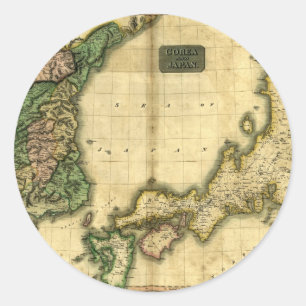 1815 Map of Korea and Japan Classic Round Sticker