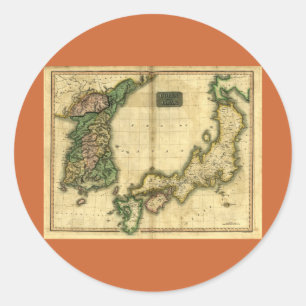 1815 Map of Korea and Japan Classic Round Sticker