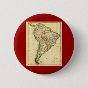 1817 Map of South America 2 Inch Round Button