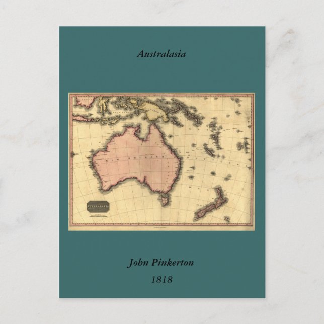 1818 Australasia  Map - Australia, New Zealand Postcard (Front)