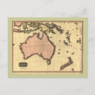 1818 Australasia  Map - Australia, New Zealand Postcard