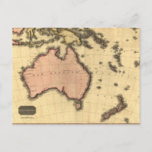 1818 Australasia  Map - Australia, New Zealand Postcard