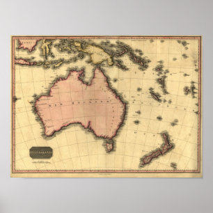 1818 Australasia  Map - Australia, New Zealand Poster