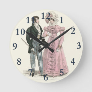1823 Antique Wedding Man Woman Fashion Round Clock