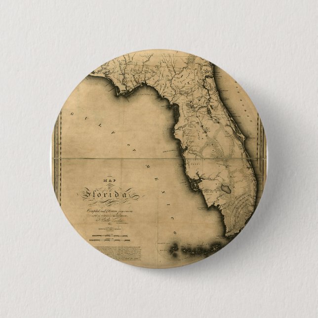 1823 Map of Florida 2 Inch Round Button (Front)