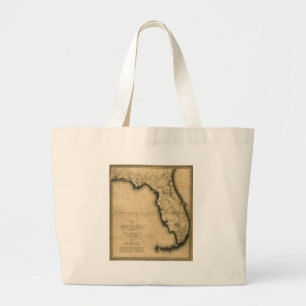 1823 Map of Florida Large Tote Bag