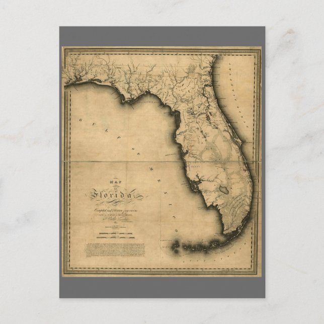 1823 Map of Florida Postcard (Front)
