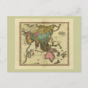 1825 Map of Asia by Henry Tanner Postcard