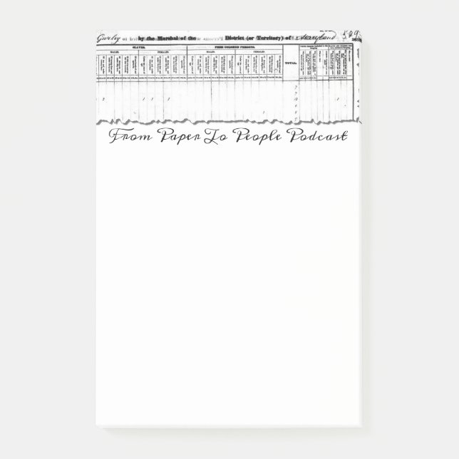 1830 Census FPPP Post-Its Post-it Notes (Front)