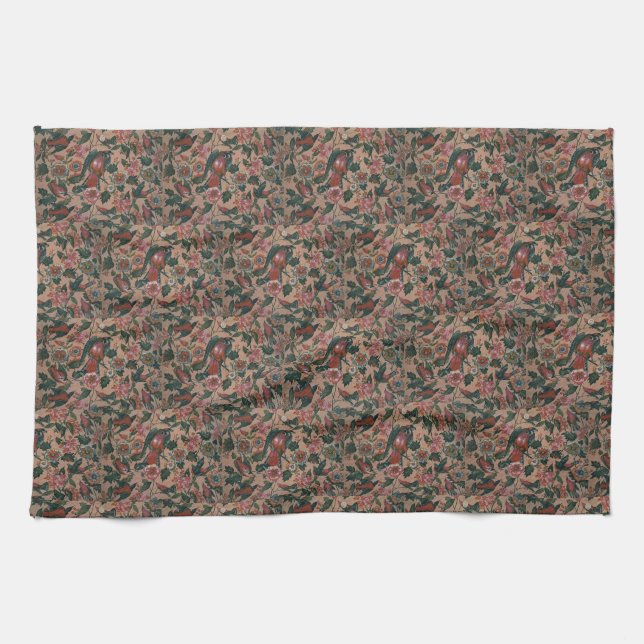 1830s Vintage Floral Roller Printed Cotton Kitchen Towel (Horizontal)