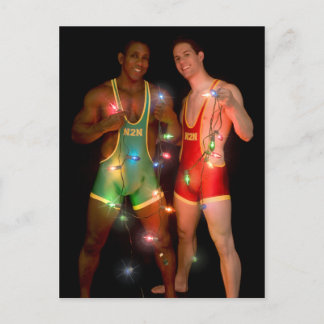 18346 Sexy Guys Christmas Holiday Postcard