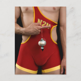 18353 Sexy Hunk Christmas Holiday Postcard
