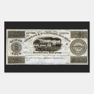 1837 Canadian Railroad Currency Sticker