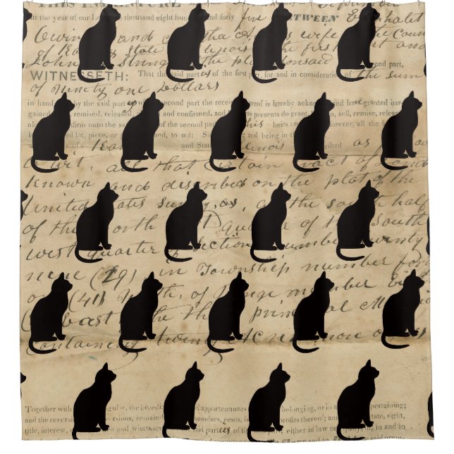 1840's Rustic Ephemera Deed Cat  Silhouette (Front)