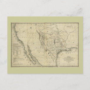 1844  Map of Texas and the Countries Adjacent Postcard