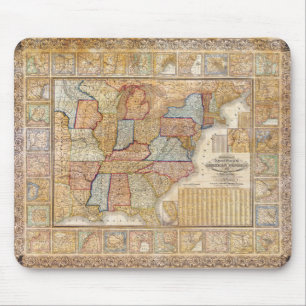 1845 Samuel Mitchell Wall Map of the United States Mouse Pad
