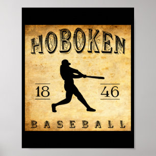 1846 Hoboken New Jersey Baseball T Shirt Poster