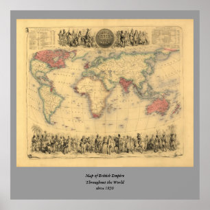 1850’s Map of British Empire Throughout the Worl Poster