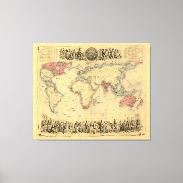 1850’s Map of British Empire Throughout the World Canvas Print (Front)