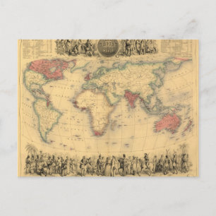 1850’s Map of British Empire Throughout the World Postcard