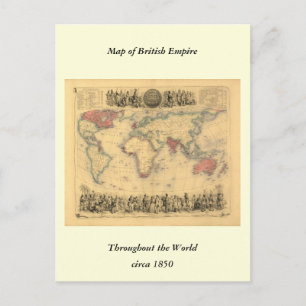 1850’s Map of British Empire Throughout the World Postcard