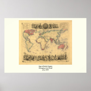 1850’s Map of British Empire Throughout the World Poster