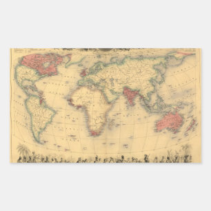 1850’s Map of British Empire Throughout the World Sticker